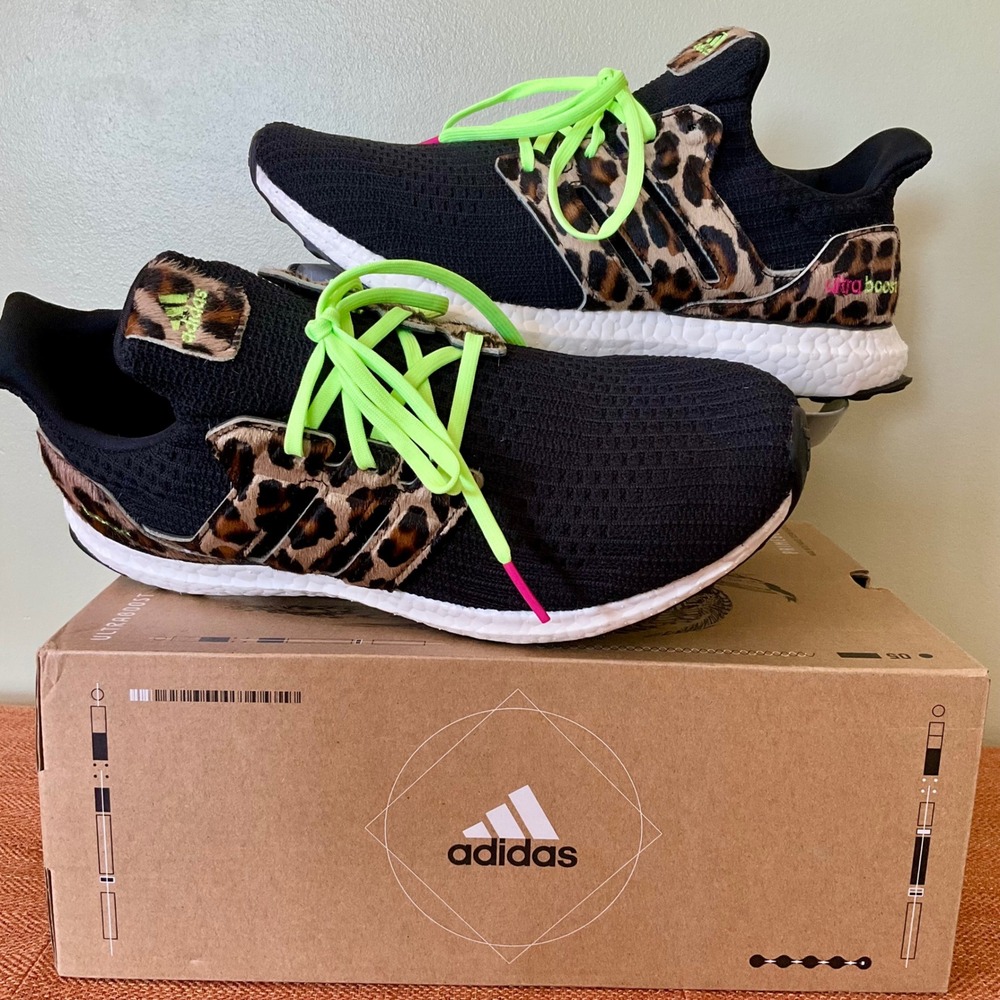 Adidas Ultraboost DNA Leopard Neon Pony Hair Shoes FZ2731 Men10.5 Women 11.5 NIB